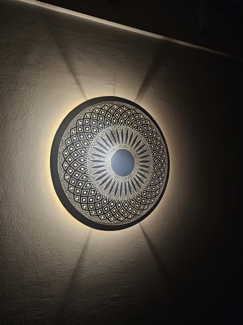 Order by Size : Moroccan handmade brass round wall light lamp (sefrou)