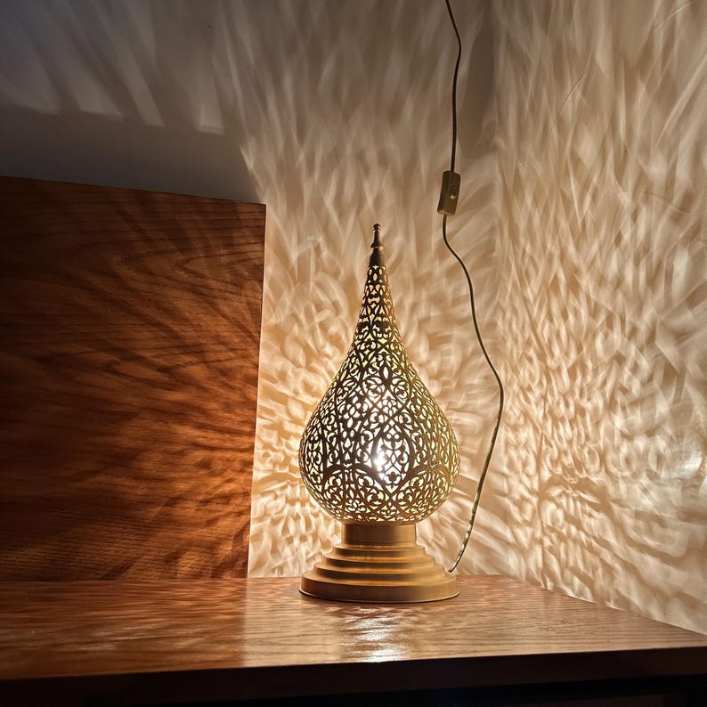Order by Size : Moroccan Handmade Brass Table Lamp (Maha)