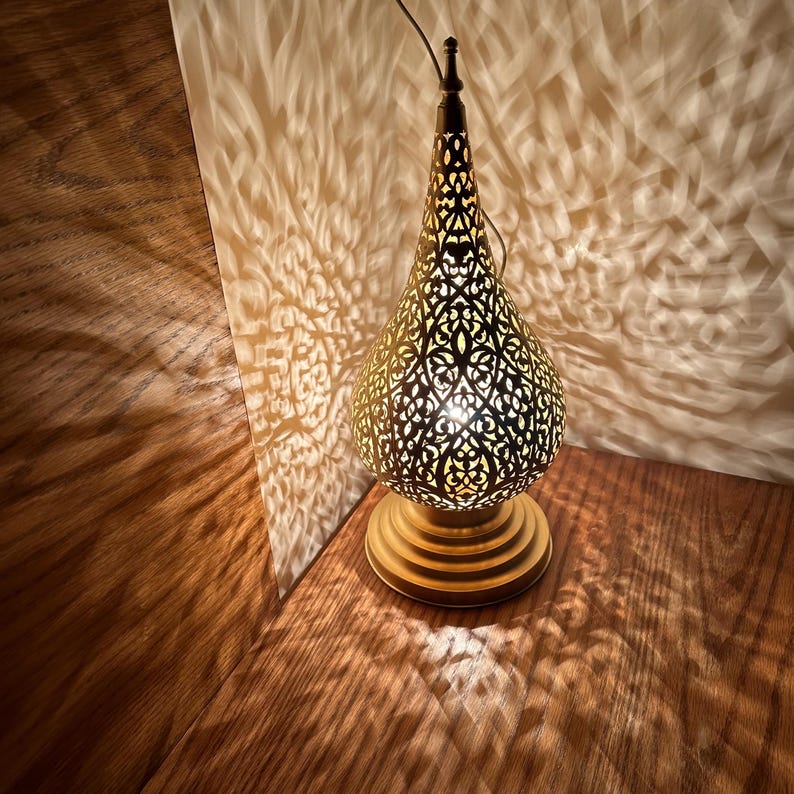 Order by Size : Moroccan Handmade Brass Table Lamp (Maha)