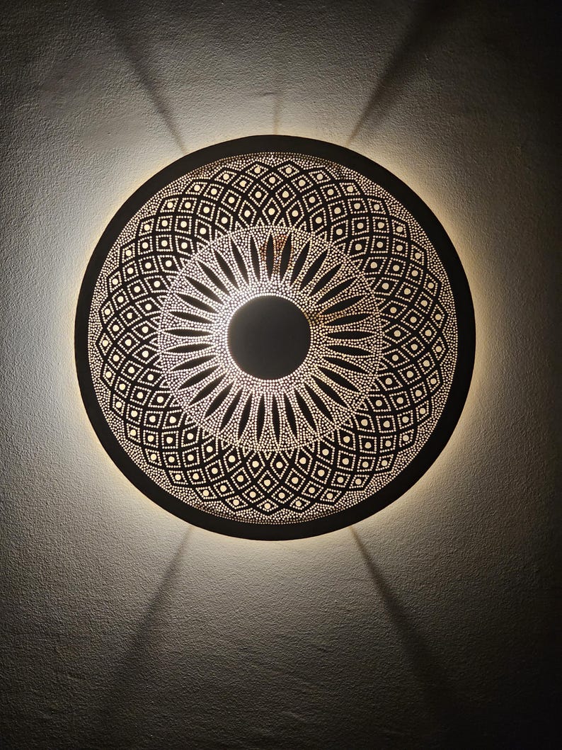 Order by Size : Moroccan handmade brass round wall light lamp (sefrou)