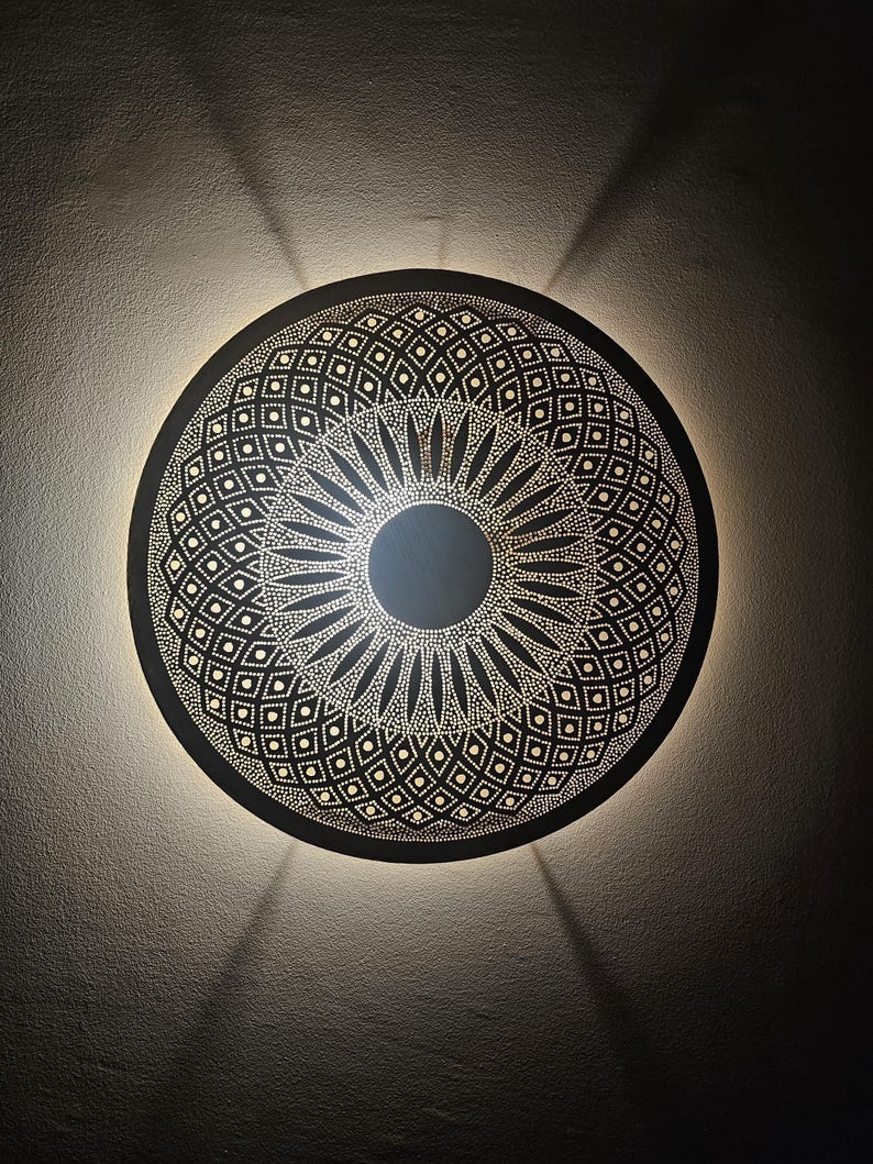 Order by Size : Moroccan handmade brass round wall light lamp (sefrou)