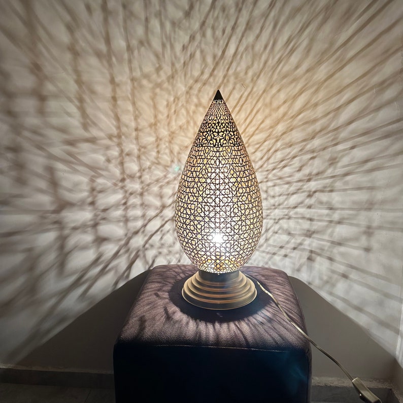 Moroccan Handmade Brass Table Lamp (Bahia)