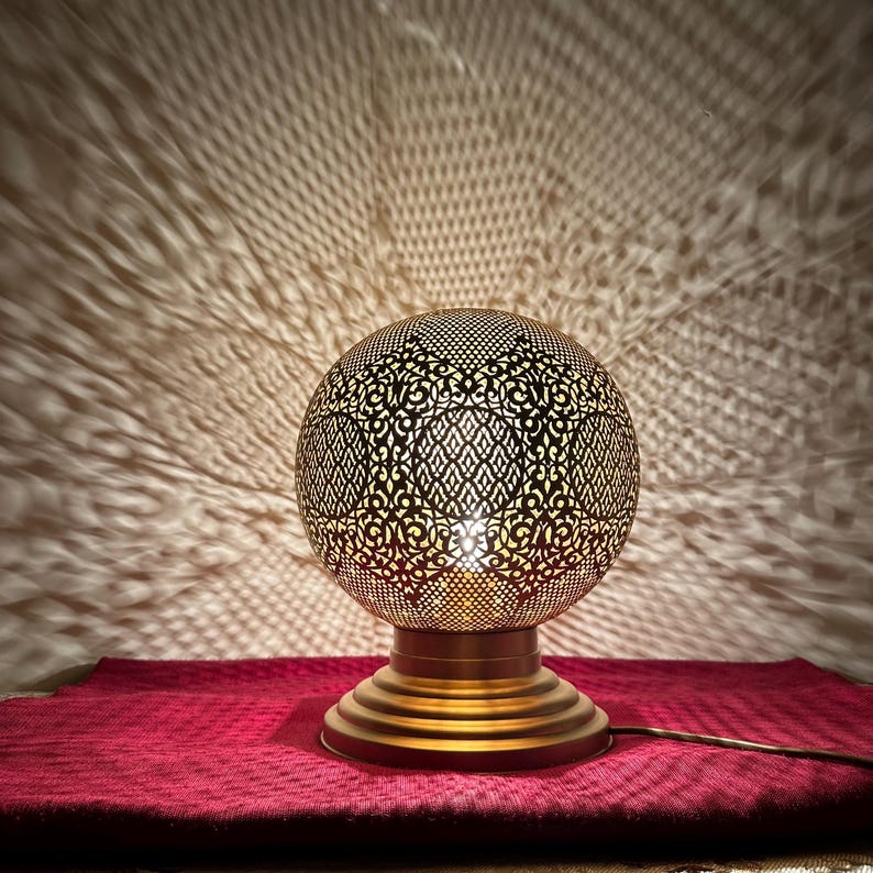 Order by Size : Moroccan Handmade Brass Table Lamp (Leila)
