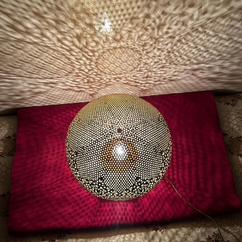 Order by Size : Moroccan Handmade Brass Table Lamp (Leila)