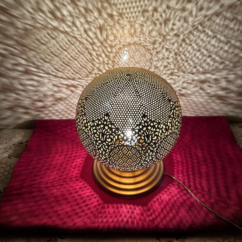 Order by Size : Moroccan Handmade Brass Table Lamp (Leila)