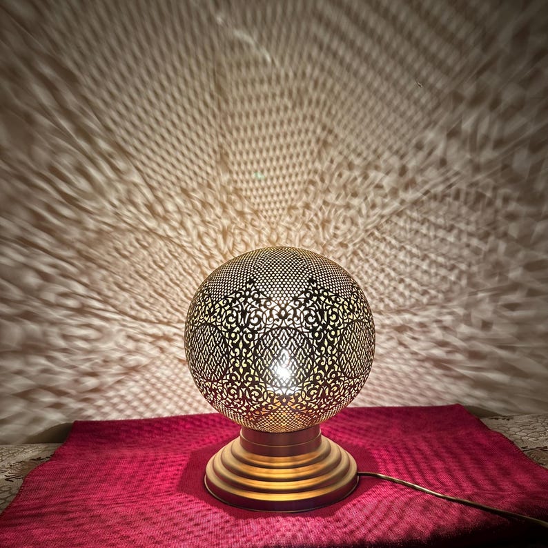 Order by Size : Moroccan Handmade Brass Table Lamp (Leila)
