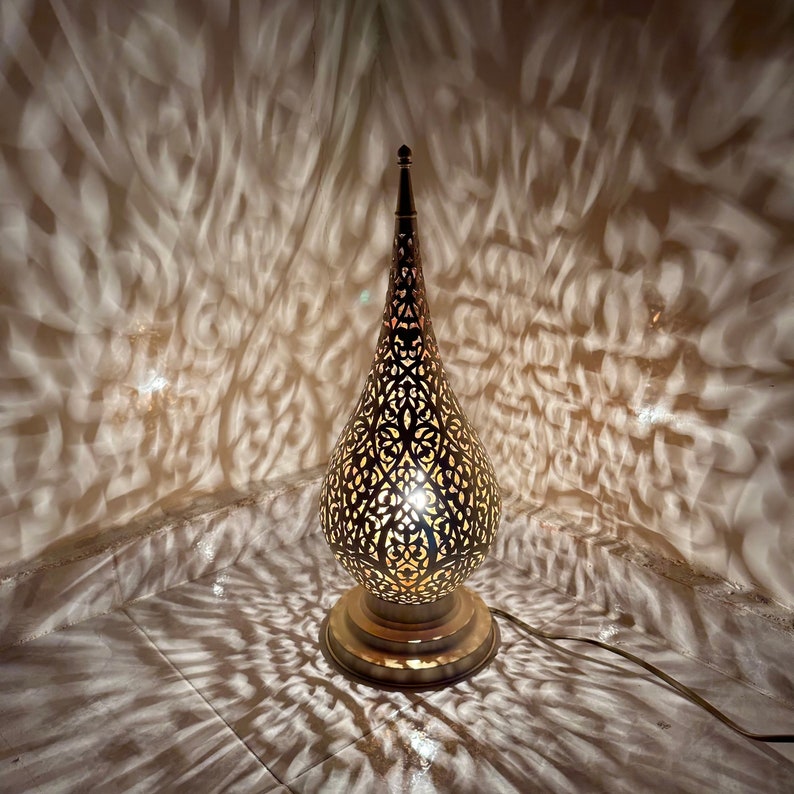Order by Size : Moroccan Handmade Brass Table Lamp (Maram)