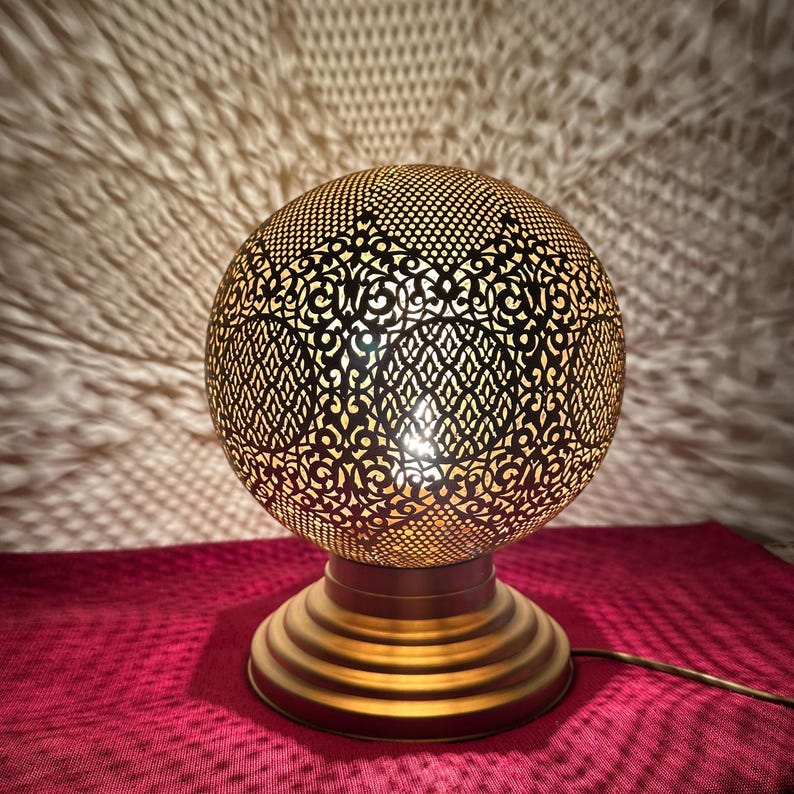 Order by Size : Moroccan Handmade Brass Table Lamp (Leila)