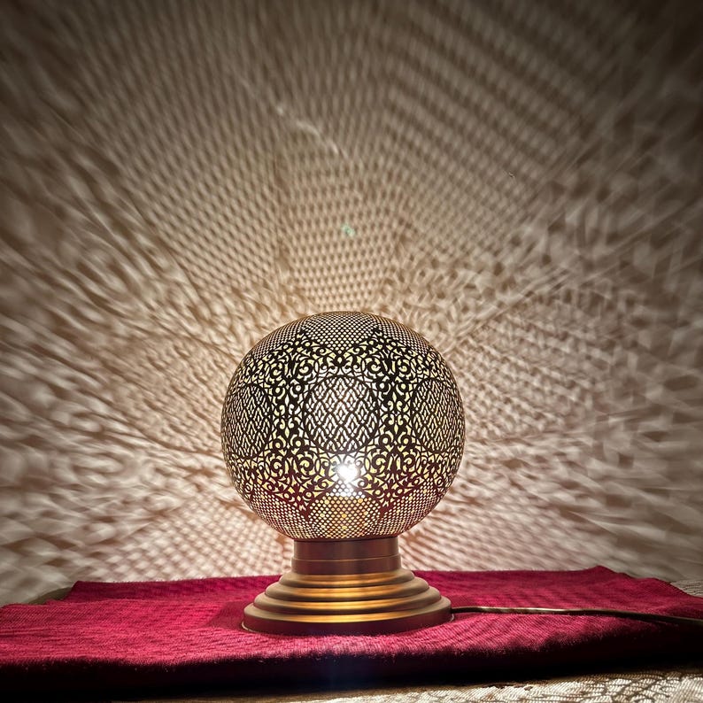 Order by Size : Moroccan Handmade Brass Table Lamp (Leila)