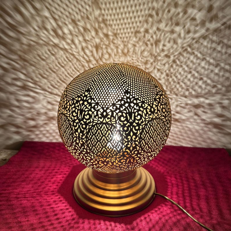 Order by Size : Moroccan Handmade Brass Table Lamp (Leila)