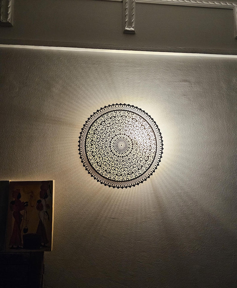 Order by Size : Moroccan handmade brass round wall light lamp (Taghazoute)
