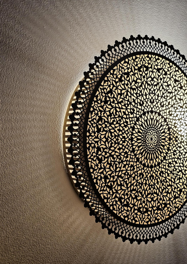 Order by Size : Moroccan handmade brass round wall light lamp (Taghazoute)