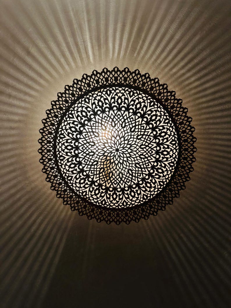 Order by Size : Moroccan handmade brass round wall light lamp (Merzouga)