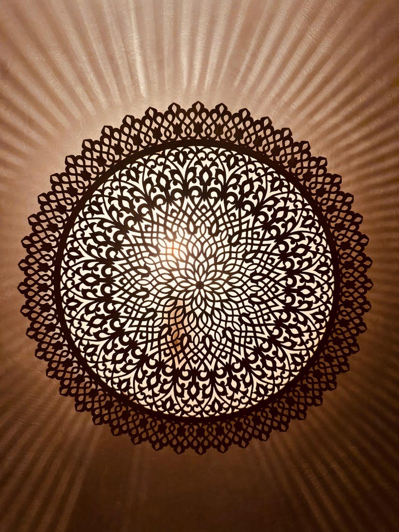 Order by Size : Moroccan handmade brass round wall light lamp (Merzouga)