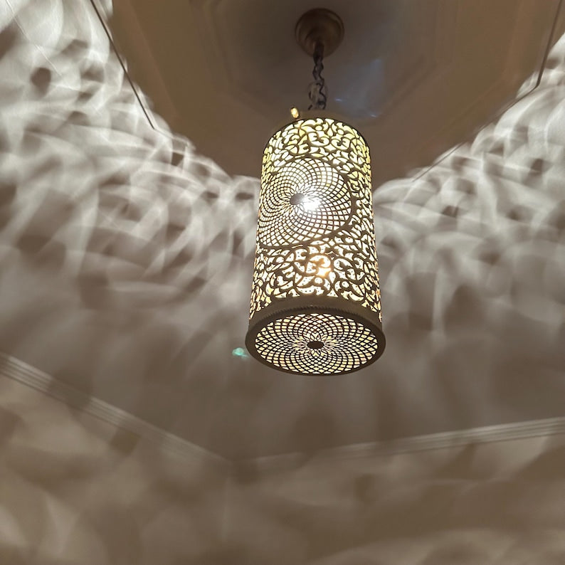 Moroccan Handmade Brass Ceiling Pendant Light (Kunood)