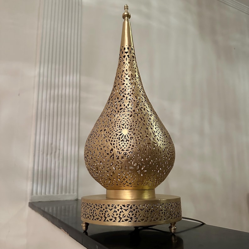 Order by Size : Moroccan Handmade Brass Table Lamp (Danah)