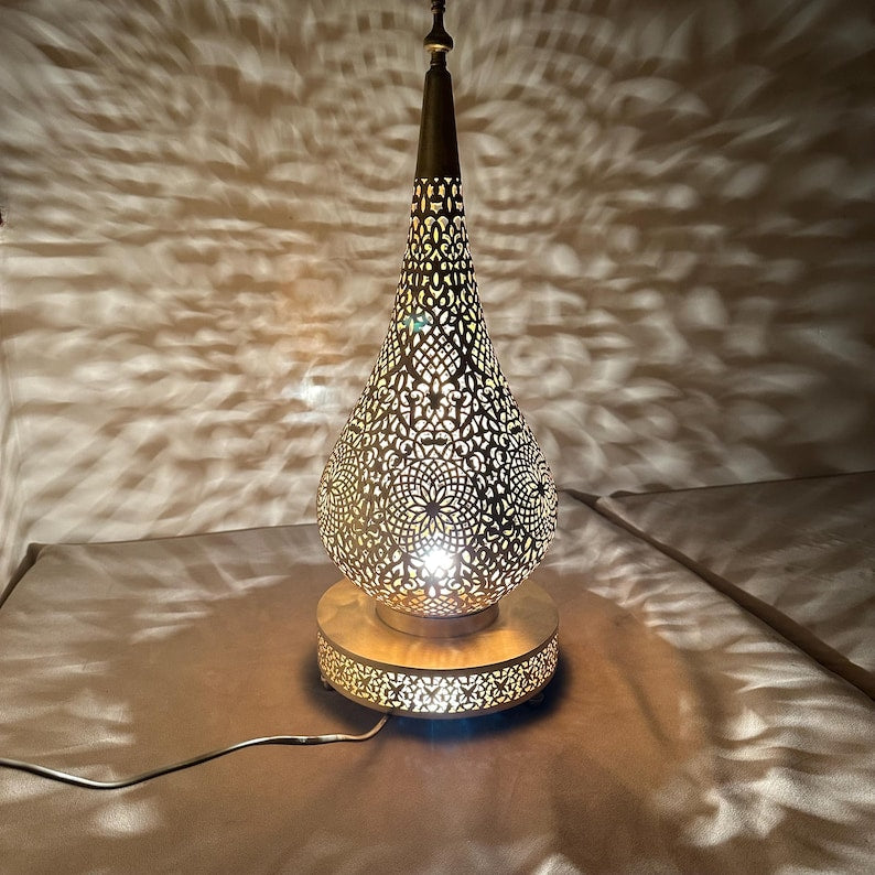 Order by Size : Moroccan Handmade Brass Table Lamp (Danah)