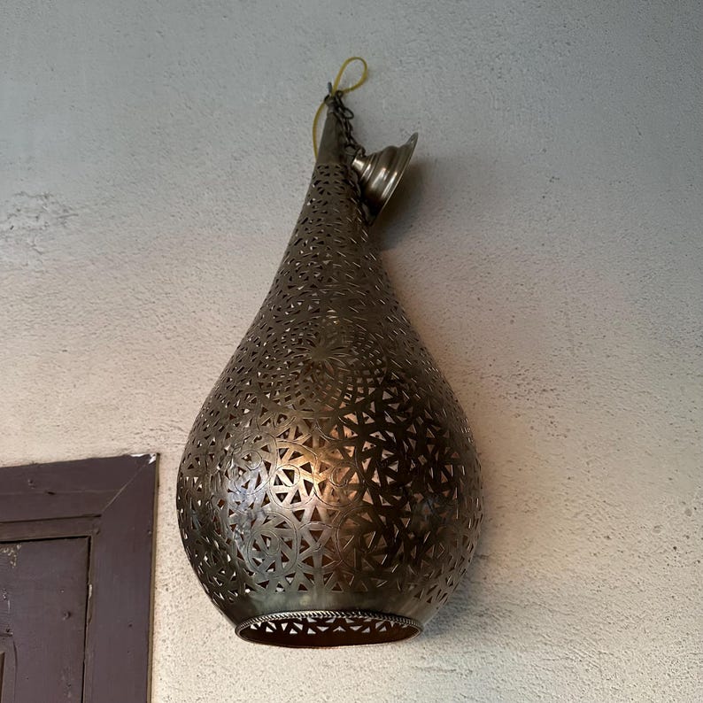 Order by Size : Moroccan Handmade Brass Ceiling Pendant Light (Tayzemt)