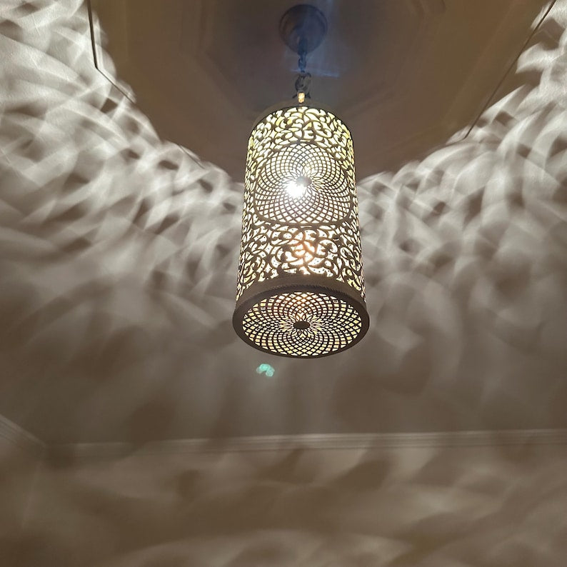 Moroccan Handmade Brass Ceiling Pendant Light (Kunood)