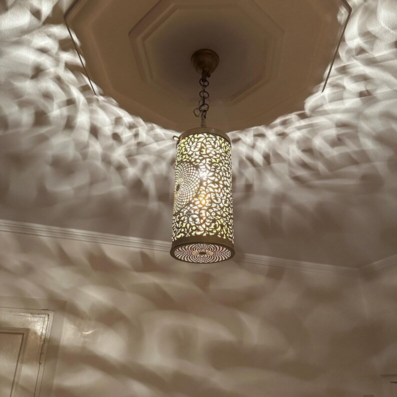 Moroccan Handmade Brass Ceiling Pendant Light (Kunood)