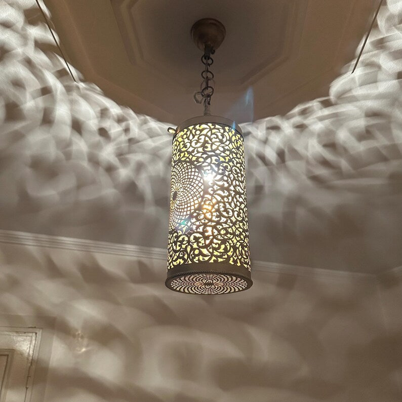 Moroccan Handmade Brass Ceiling Pendant Light (Kunood)