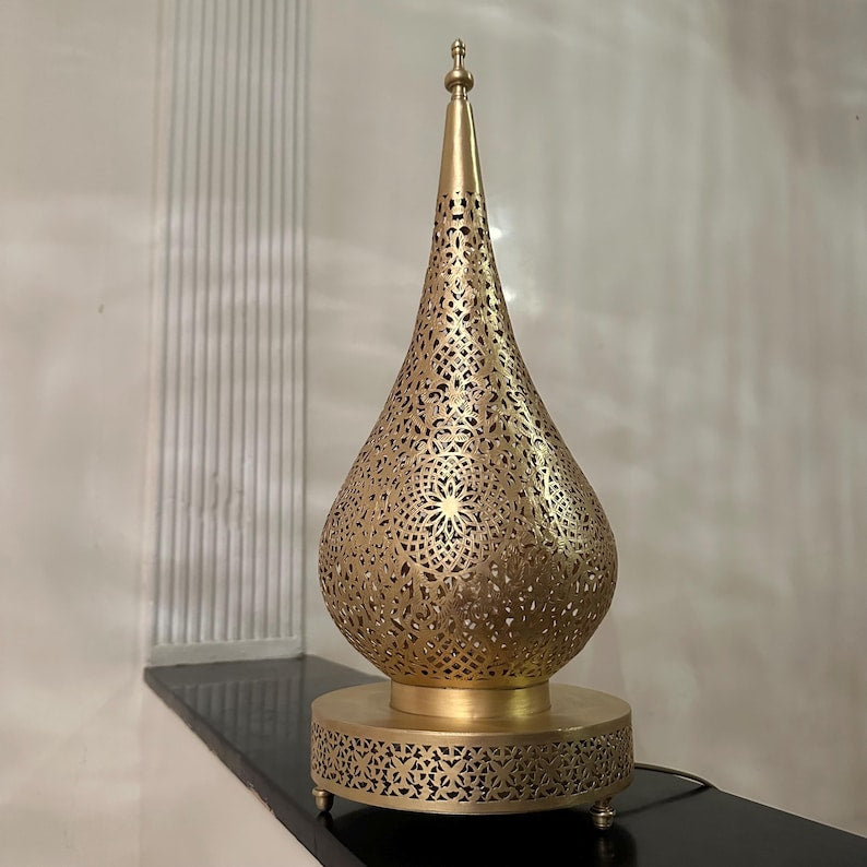 Order by Size : Moroccan Handmade Brass Table Lamp (Danah)