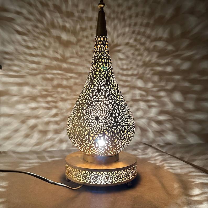 Order by Size : Moroccan Handmade Brass Table Lamp (Danah)