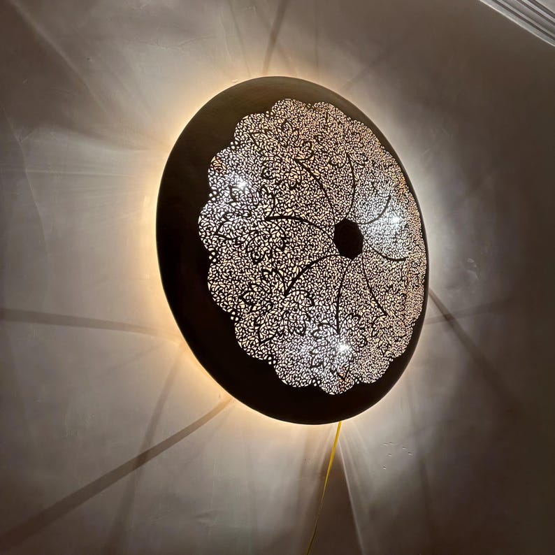 Order by Size : Moroccan handmade brass round wall light lamp ( Rabat)