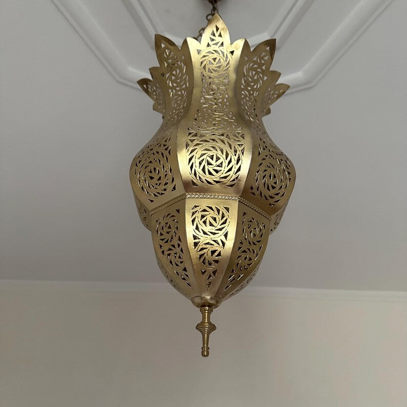Order by Size : Moroccan Handmade Brass Ceiling Pendant Light (Becca)