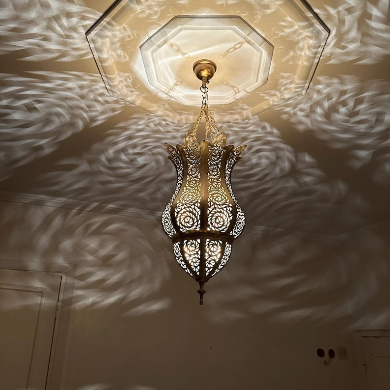 Order by Size : Moroccan Handmade Brass Ceiling Pendant Light (Becca)