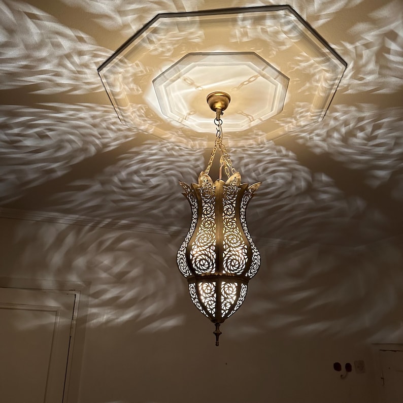 Order by Size : Moroccan Handmade Brass Ceiling Pendant Light (Becca)