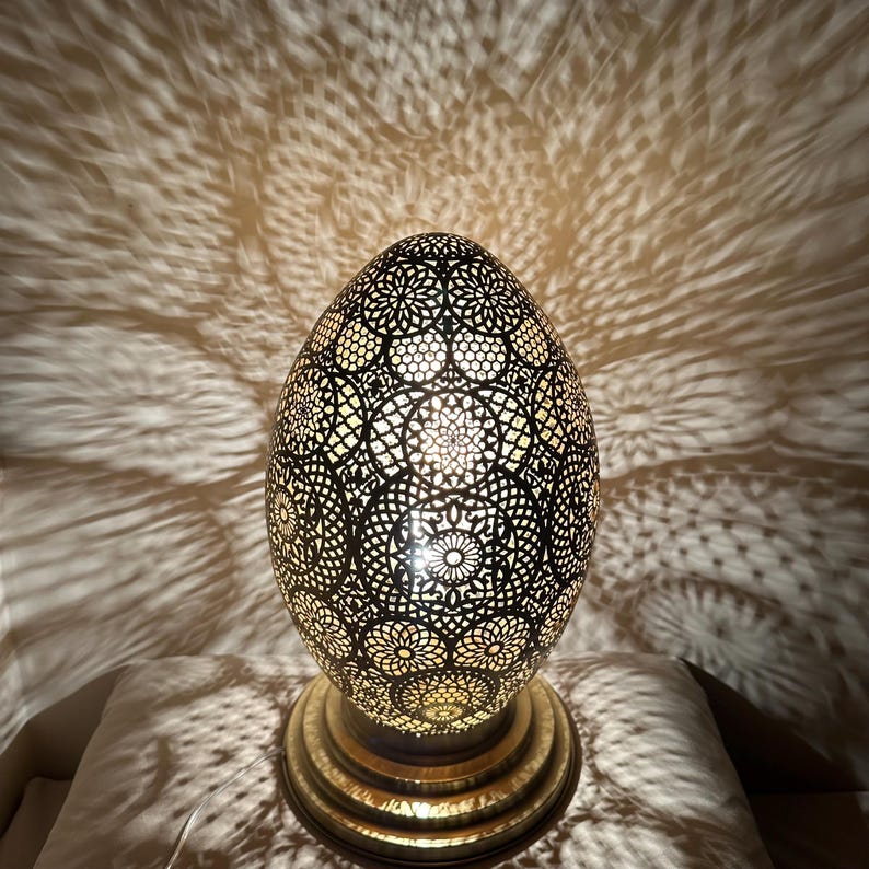 Moroccan Handmade Brass Table Lamp (Khitam)