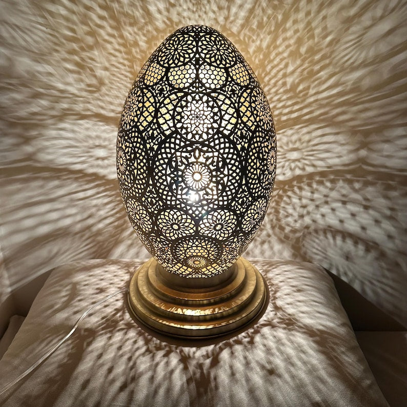 Moroccan Handmade Brass Table Lamp (Qandil)