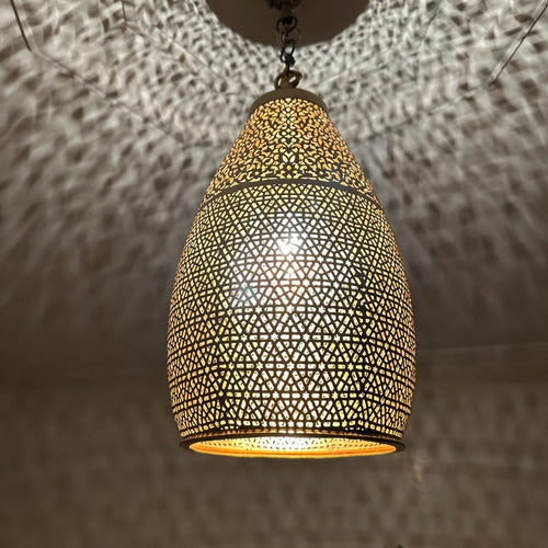 Moroccan Handmade Brass Ceiling Pendant Light (Hennuba)