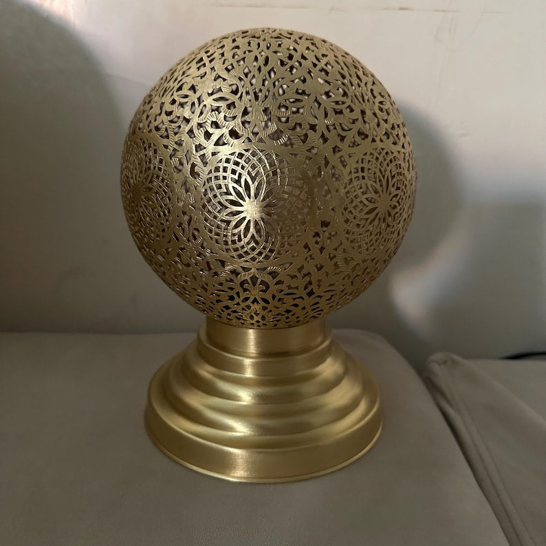 Order by Size : Moroccan Handmade Brass Table Lamp (Adeela)