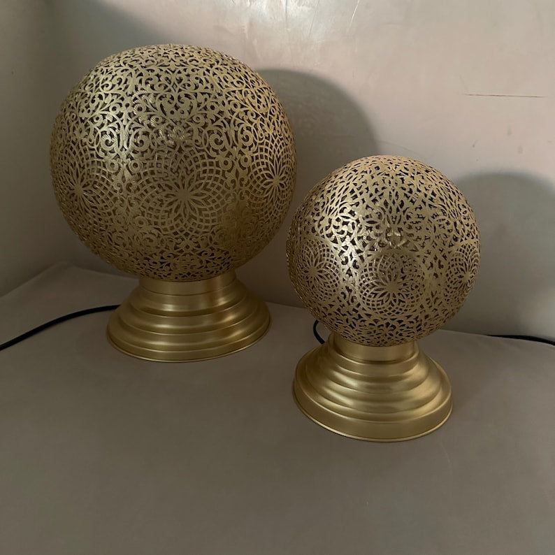 Order by Size : Moroccan Handmade Brass Table Lamp (Adeela)