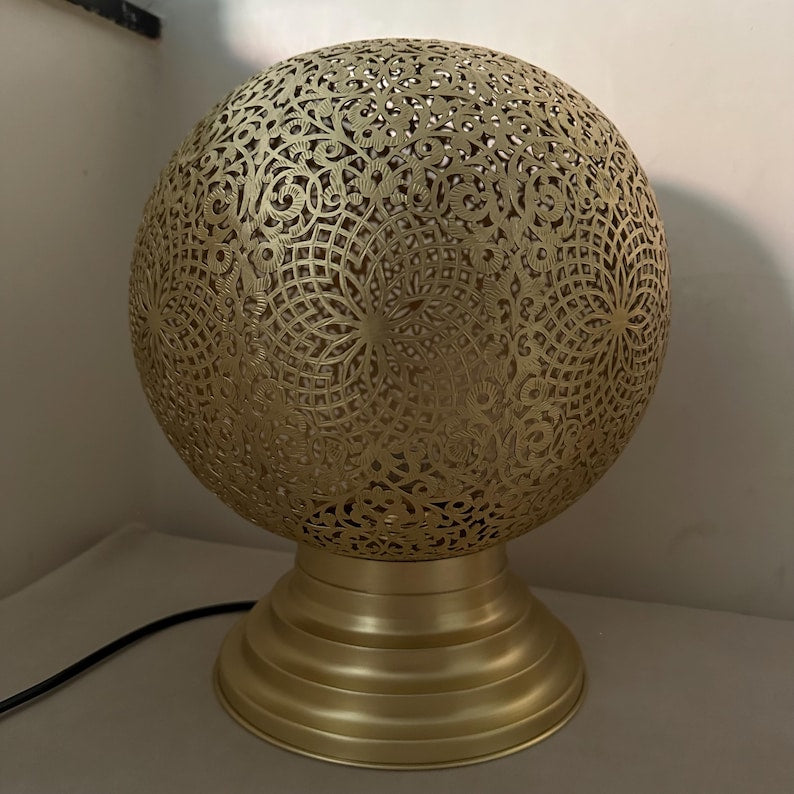Order by Size : Moroccan Handmade Brass Table Lamp (Adeela)