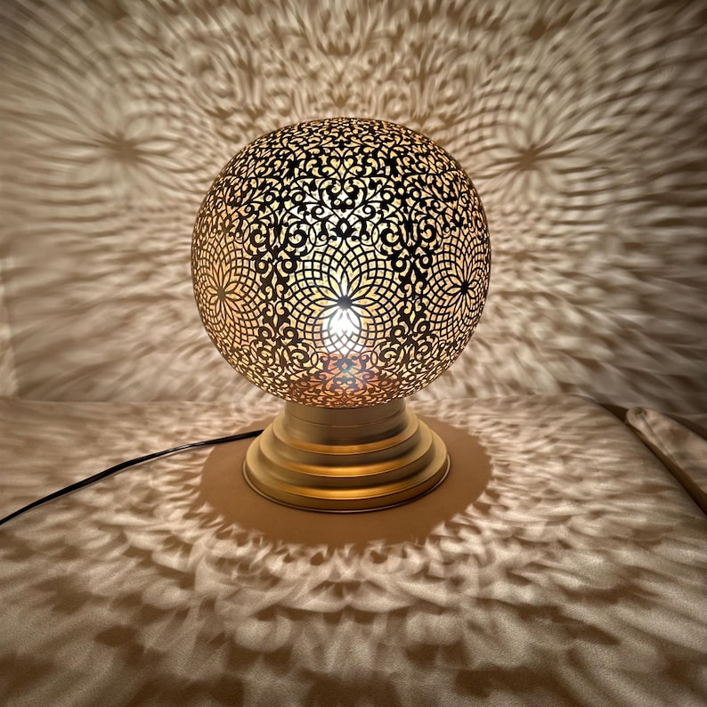 Order by Size : Moroccan Handmade Brass Table Lamp (Adeela)