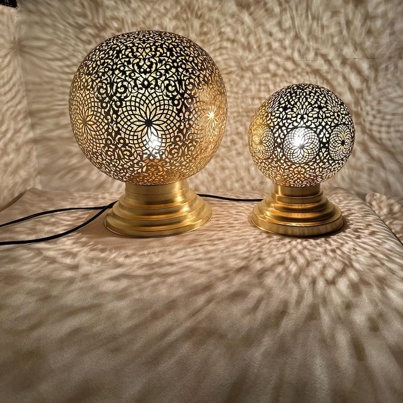 Order by Size : Moroccan Handmade Brass Table Lamp (Adeela)