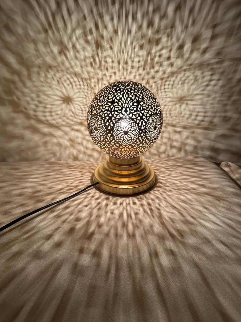 Order by Size : Moroccan Handmade Brass Table Lamp (Adeela)