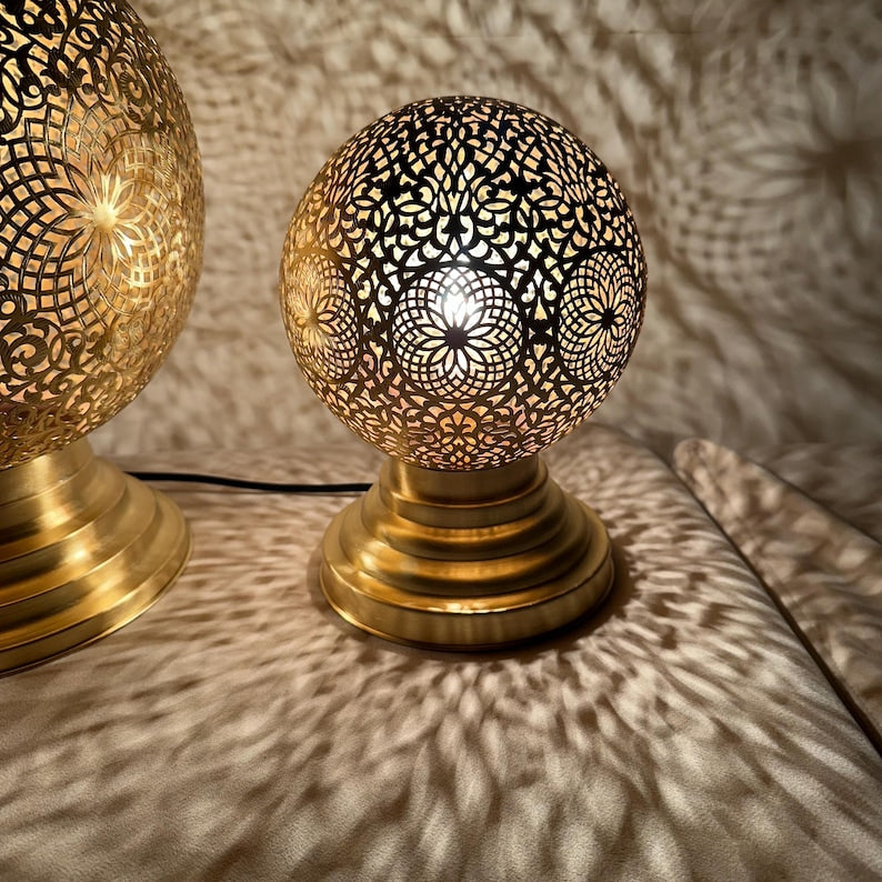Order by Size : Moroccan Handmade Brass Table Lamp (Adeela)