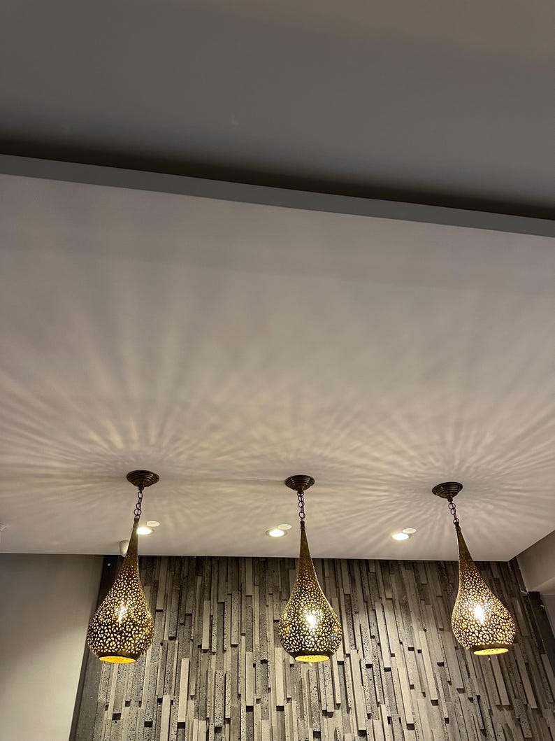 Order by Size : Moroccan Handmade Brass Ceiling Pendant Light (Tayzemt)
