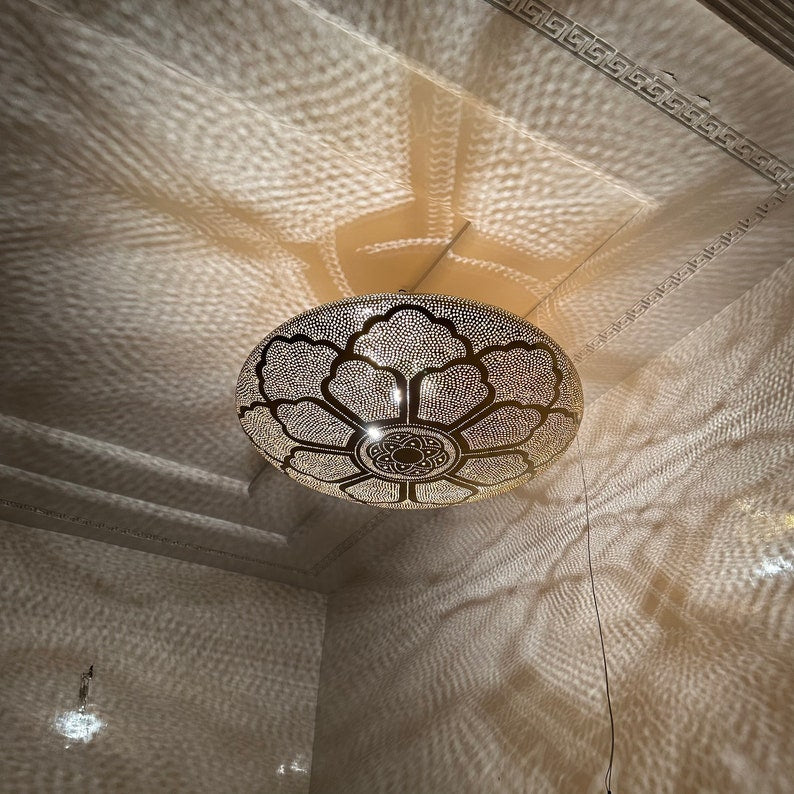 Order by Size : Moroccan Handmade Brass Ceiling Pendant Light (Sadiya)
