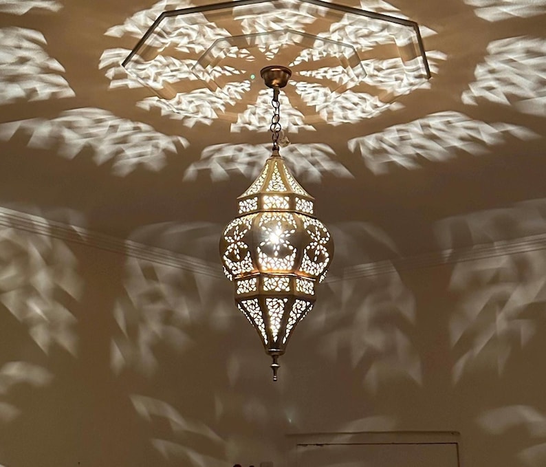 Order by Size : Moroccan Handmade Brass Ceiling Pendant Light (Hennu)