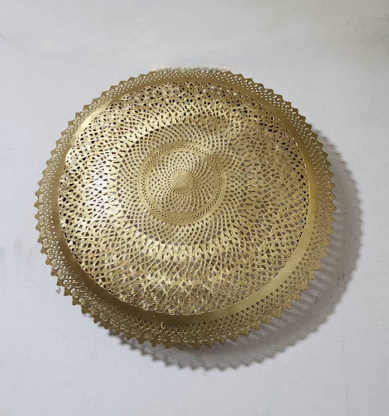 Order by Size : Moroccan handmade brass round wall light lamp ( Tiznit)