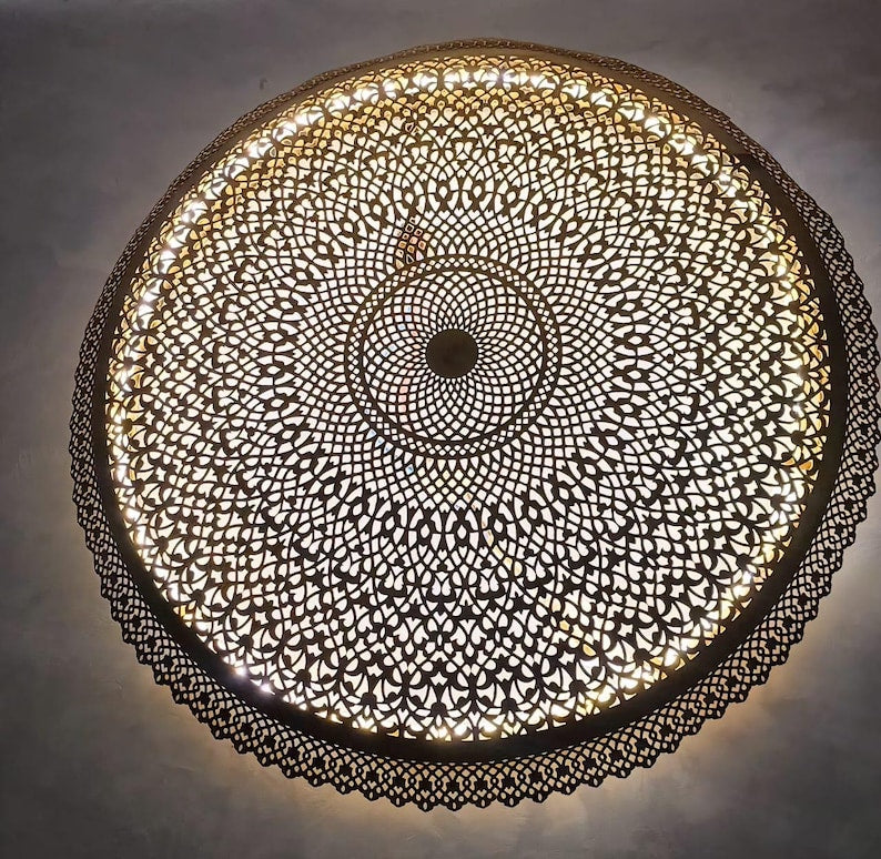 Order by Size : Moroccan handmade brass round wall light lamp ( Midelt)