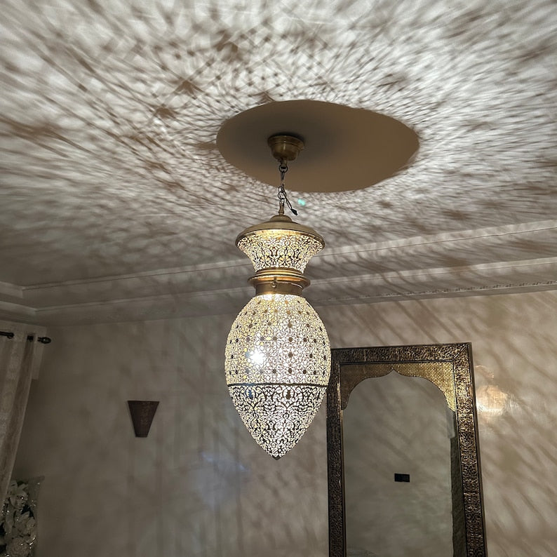 Moroccan Handmade Brass Ceiling Pendant Light (Mana)