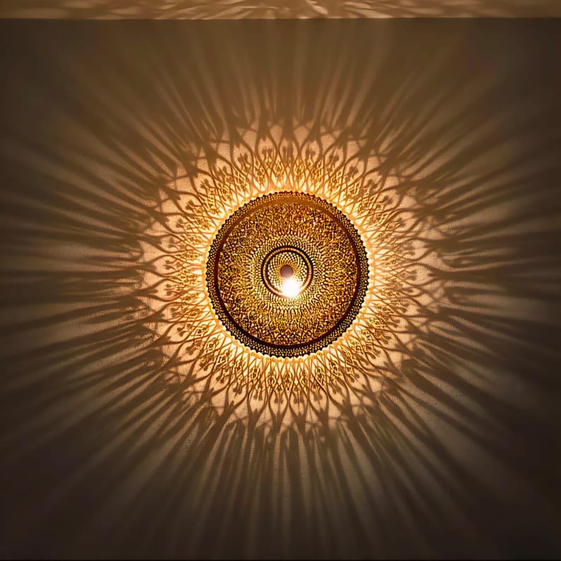 Order by Size : Moroccan handmade brass round wall light lamp ( Tiznit)