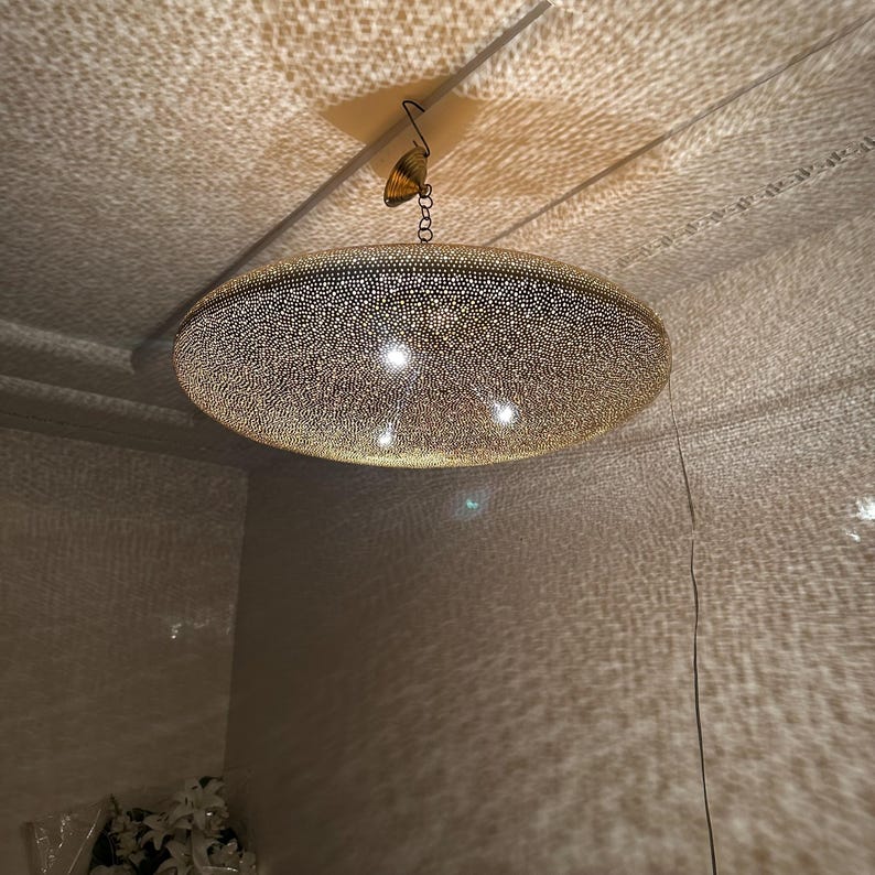 Order by Size : Moroccan Handmade Brass Ceiling Pendant Light (Fareeda)