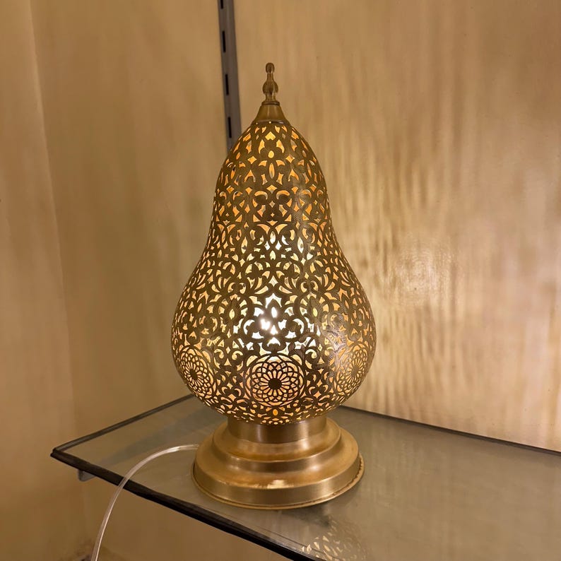 Order by Size : Moroccan Handmade Brass Table Lamp (Jouri)